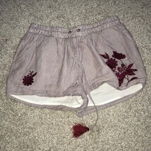 striped cotton drawstring shorts